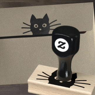 Funny Cat Face mit Long Whiskers | Cool Kitty Gummistempel
