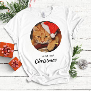 Funny Cat First Christmas Personalisiert Cat Foto T-Shirt