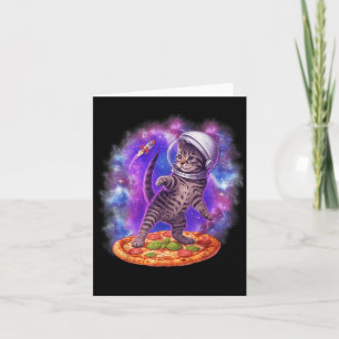 Funny Cat Flying A Pizza Astronaut Kitten Space Ki Karte
