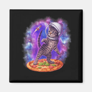 Funny Cat Flying A Pizza Astronaut Kitten Space Ki Magnet