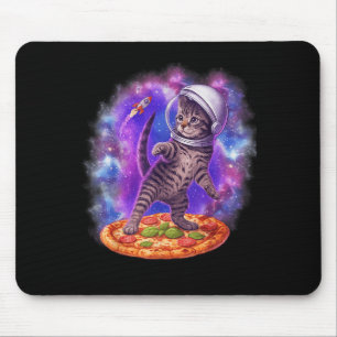 Funny Cat Flying A Pizza Astronaut Kitten Space Ki Mousepad