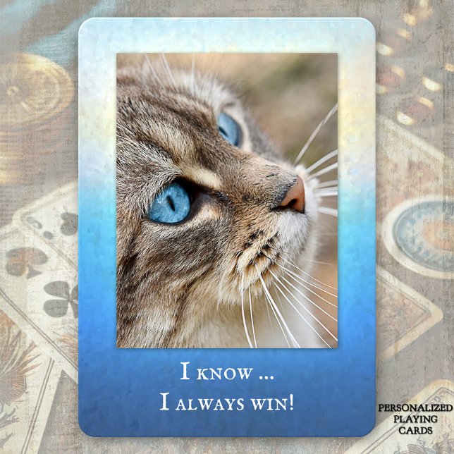 Funny Cat Foto Spielkarten Deck (Deck of playing cards featuring your own photo (optional) framed by a colorful grunge design)