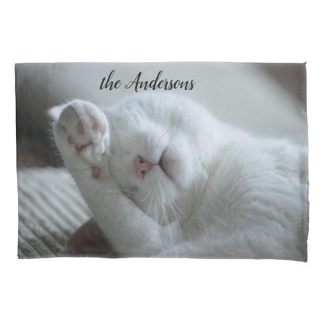 Funny Cat Fügen Sie Ihr eigenes Foto hinzu Kissenbezug (Vorderseite)