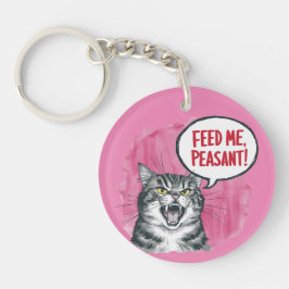 Funny Cat Fütterte mir Bauer Schlüsselanhänger