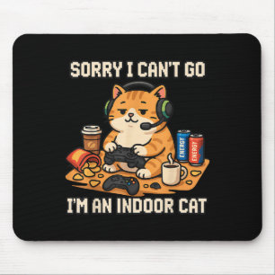 Funny Cat Gamer Indoor Introvertiert Lazy Spaß Pix Mousepad
