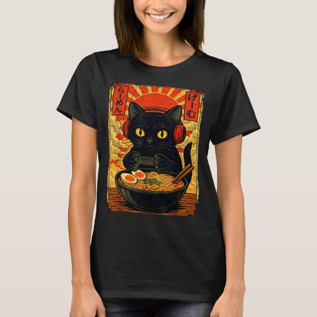 Funny Cat Gamer Men Anime Kawaii Gaming Headset Ca T-Shirt (Vorderseite)