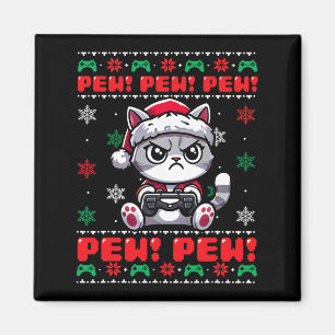 Funny Cat Gamer Pew Video Game Ugi Weihnachtsjunge Magnet