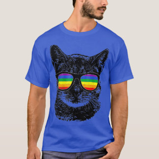 Funny Cat Gay Pride LGBT Rainbow Sunglassliassen M T-Shirt