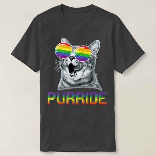 Funny Cat Gay Pride Rainbow Sunglasses LGBTQ T-Shirt (Design vorne)
