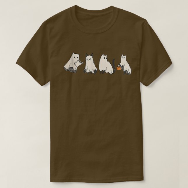 Funny Cat Geist schwarze Katze Halloween Cat Kitty T-Shirt (Design vorne)