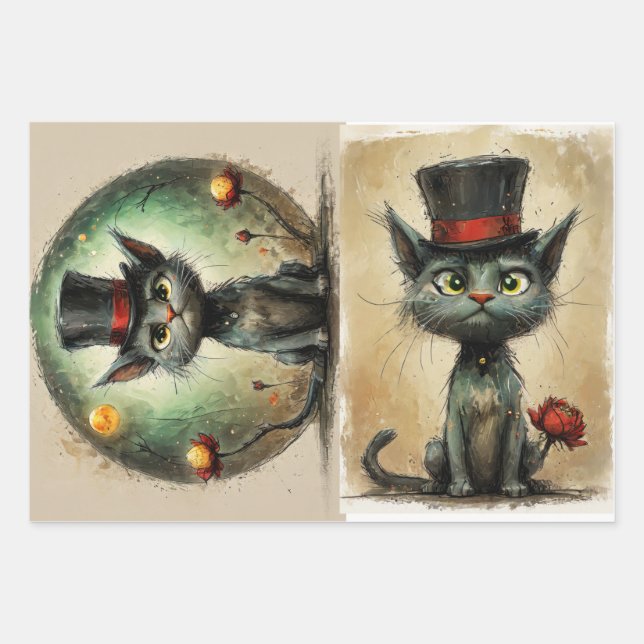 Funny Cat Geschenkpapier Set (Vorderseite)