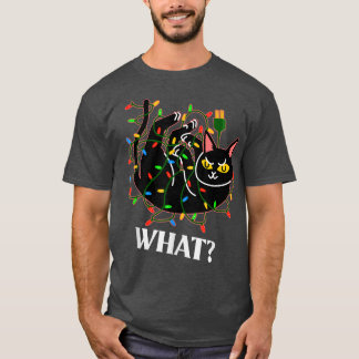 Funny Cat getangled in Christmas Tree Lights sagt  T-Shirt