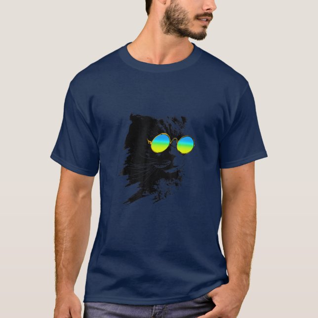 Funny Cat Glasses T-Shirt (Vorderseite)