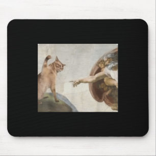 Funny Cat God Creation von Adam Meme Michelangelo Mousepad