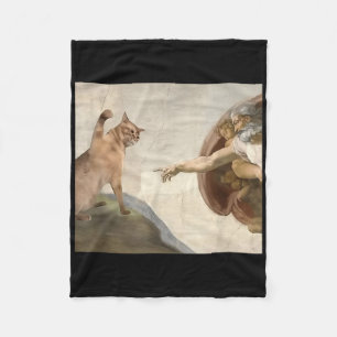 Funny Cat Gott Schöpfung Adam Meme Jesus Fleecedecke