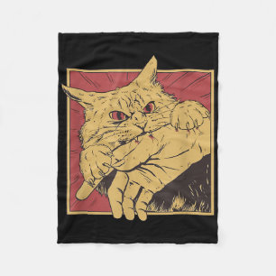 Funny Cat Graphic T-Shirt Japanisch Anime Cat Bite Fleecedecke