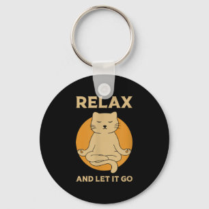 Funny Cat Graphic Yoga Zen Meditation Schlüsselanhänger