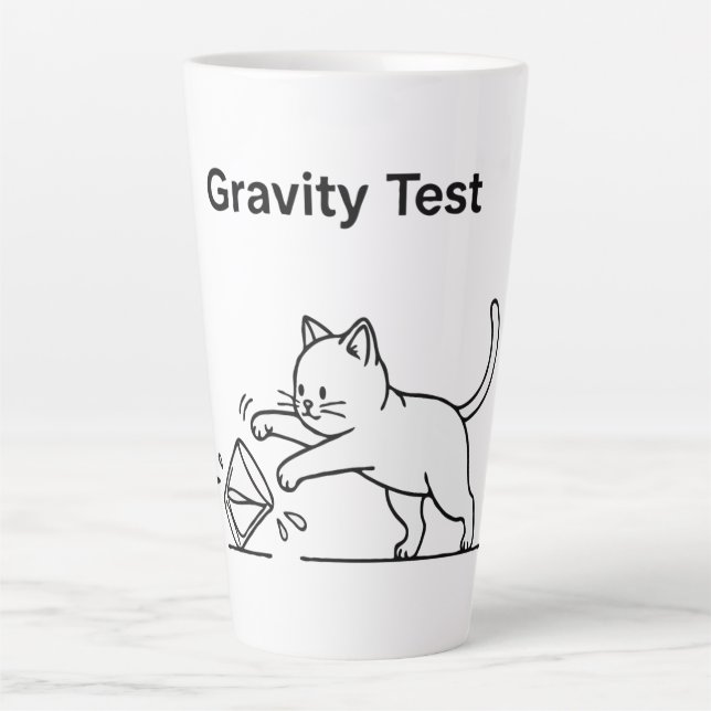 Funny Cat Gravity Test | Niedlich Science Kitten S Milchtasse (Vorderseite)