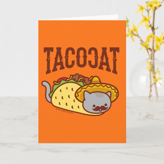 Funny Cat Greeting Card - TACO CAT Karte (Gelbe Blume)