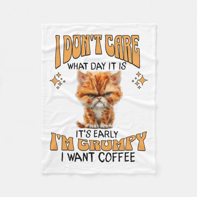 Funny Cat Grumpy Kaffee Lover Sarcastic Ich Wollte Fleecedecke (Vorderseite)