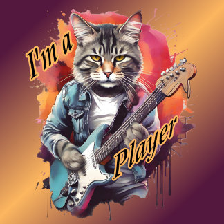 Funny Cat Guitar Ich bin ein Spieler T-Shirt