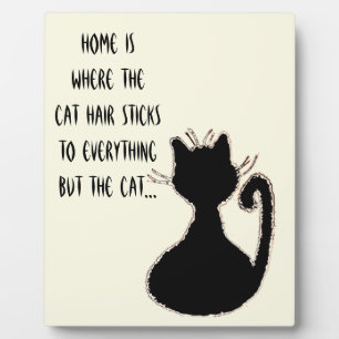 Funny Cat Hair Zitat Niedlich Black Cat Silhouette Fotoplatte