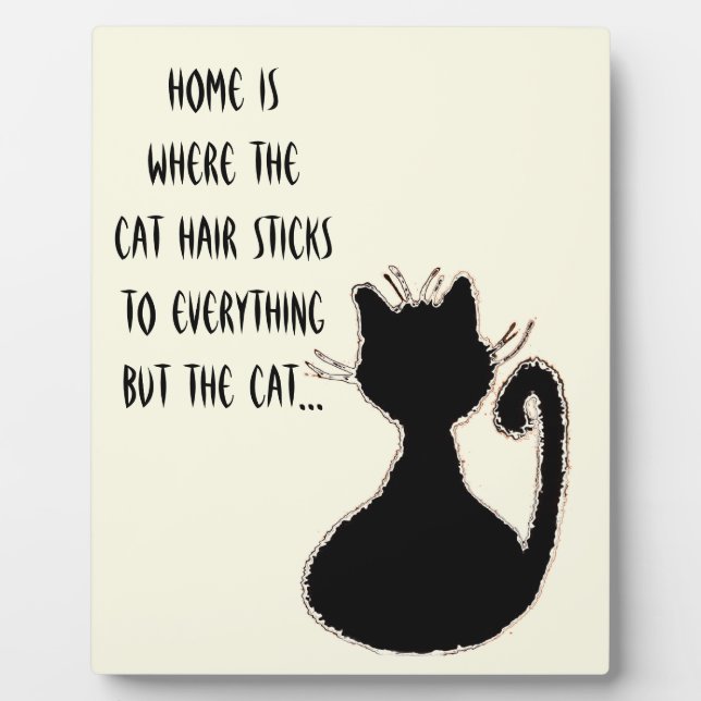 Funny Cat Hair Zitat Niedlich Black Cat Silhouette Fotoplatte (Vorderseite)