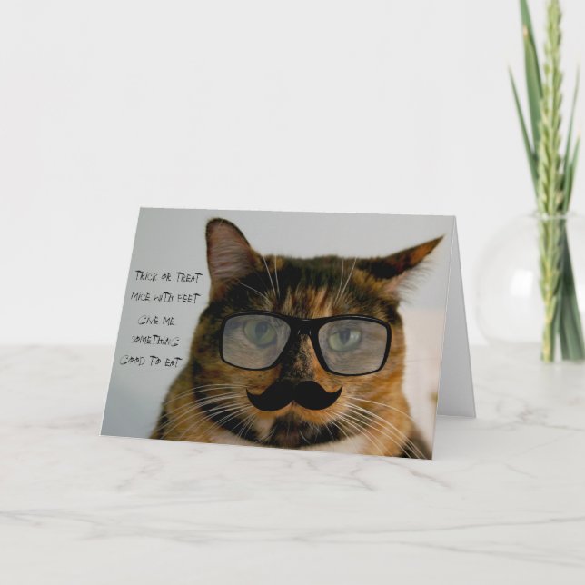 Funny Cat Halloween Card, Cat in Disguage Karte (Vorderseite)