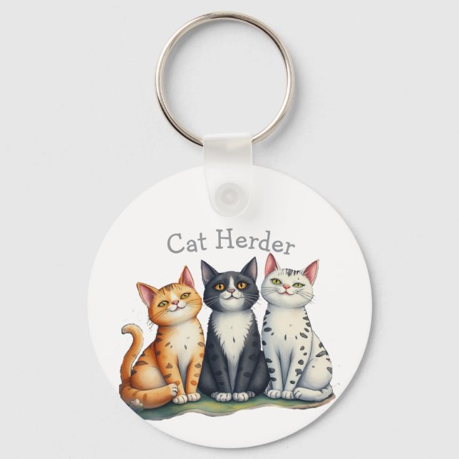 Funny Cat Herder Individuelle Name Cat Lover Schlüsselanhänger (Vorderseite)