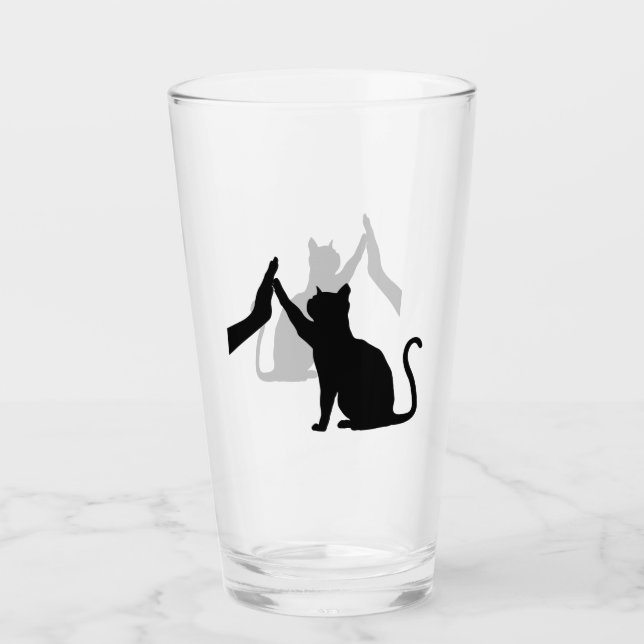 Funny Cat High Five Graphic Cat Owner & Cat Lover Glas (Vorderseite)