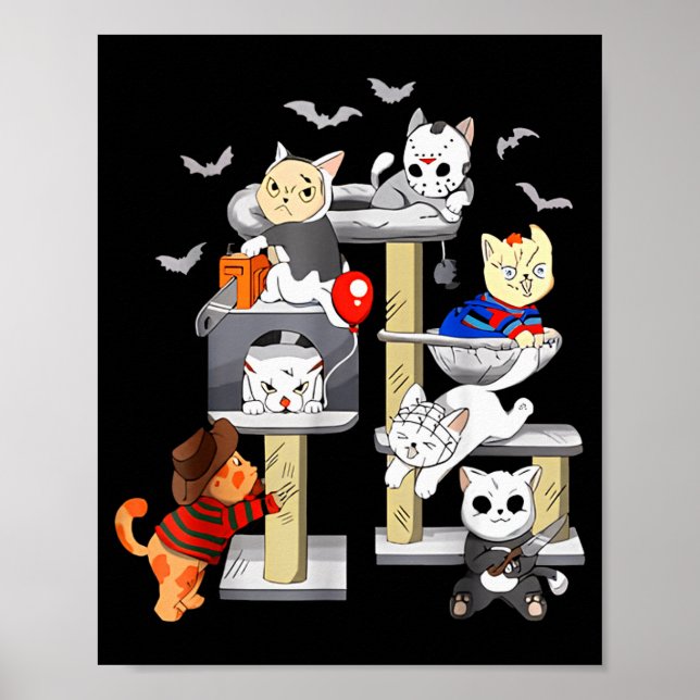 Funny Cat Horror Movies Cute Halloween Cat Lovers  Poster (Vorne)