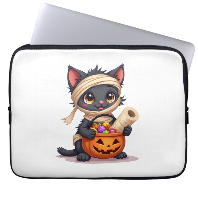 Funny Cat Horror Movies Cute Halloween for Cat Kit Laptopschutzhülle (Vorderseite)