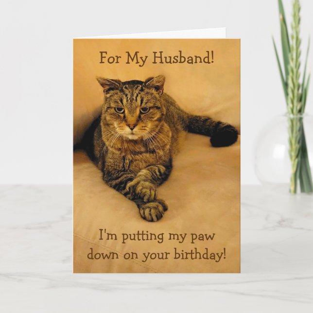 Funny Cat Husband Birthday Karte (Vorderseite)