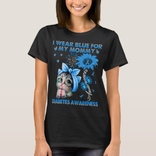 Funny Cat ich trage Blau für meine Mama Diabetes T-Shirt