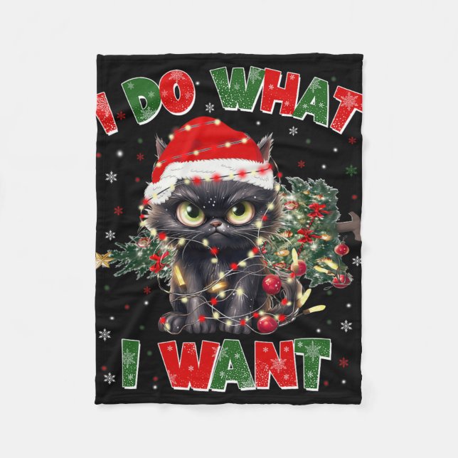 Funny Cat Ich tue, was ich Weihnachten Weihnachten Fleecedecke (Vorderseite)