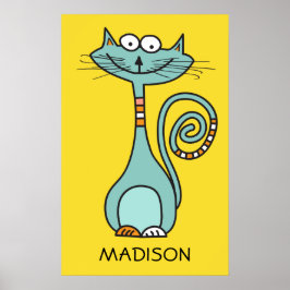 Funny Cat individuelle Name & Color Poster