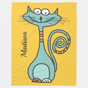 Funny Cat individuelle Name & Farb Fleece Decke