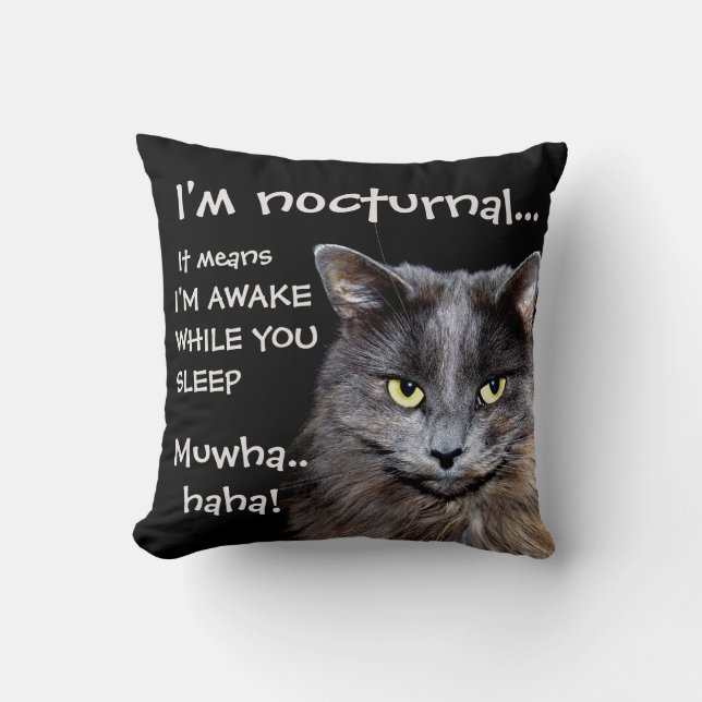 Funny Cat ist Nocturnal Evil Laugh Kissen (Vorderseite)