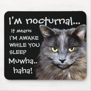 Funny Cat ist Nocturnal Evil Laugh Mousepad