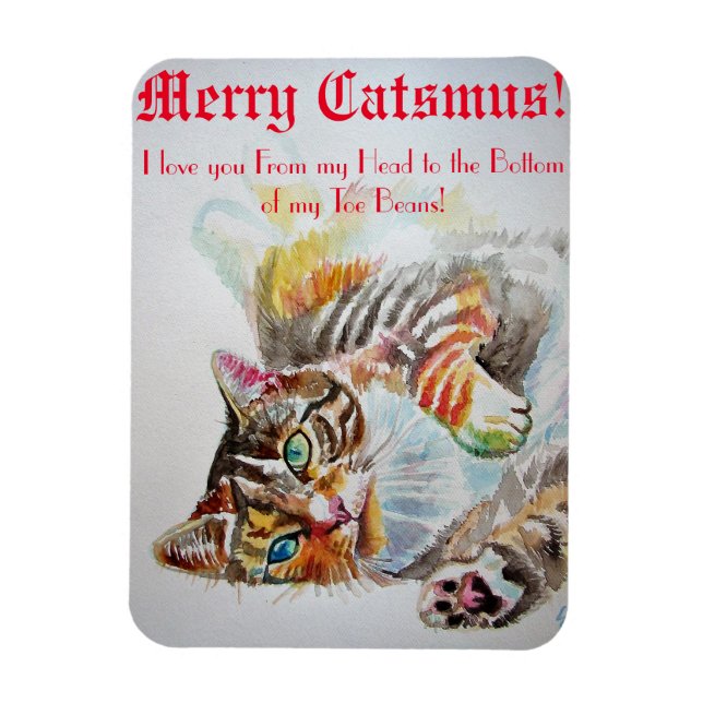 Funny Cat Katzen Liebe Toe Bohnen Frohe Weihnachts Magnet (Vertikal)