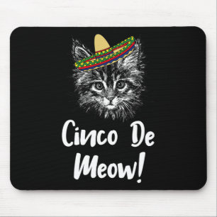 Funny Cat Kitty Meow Cinco De Mayo T Shirt für Kat Mousepad