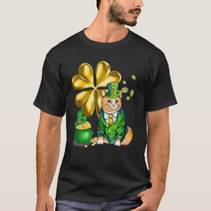 Funny Cat Kleeblatt Irish Saint St Patrick Day T-Shirt