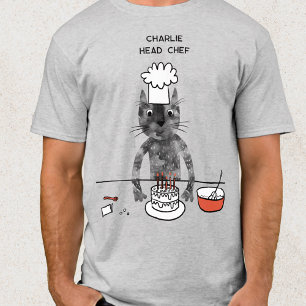 Funny Cat Koch Personalisiert Head Köche Cooking T-Shirt
