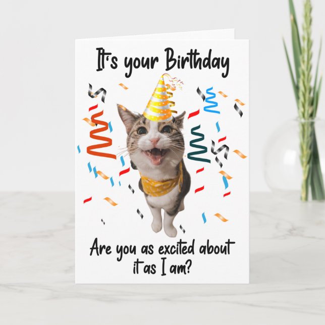Funny Cat lächelt Geburtstags Grußkarte Karte (Vorderseite)