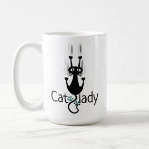 Funny Cat Lady Black Cat 15 Unzen Kaffee Tasse