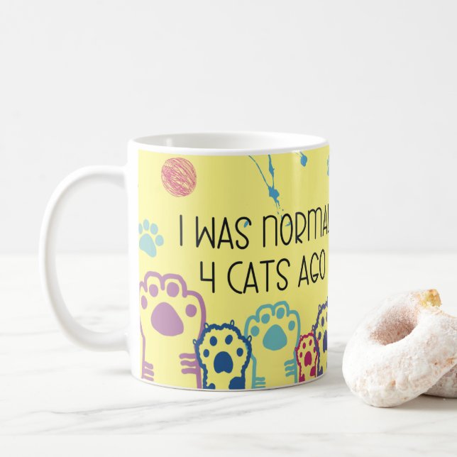Funny Cat Lady Design Coffee Tasse Cup (Mit Donut)