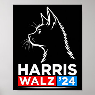 Funny Cat Lady Kamala Harris Waltz Wahl 2024 Poster