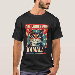 Funny Cat Ladys for Kamala Abstimmung 2024 Präside T-Shirt