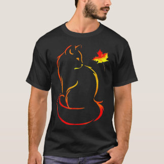 Funny Cat Leaf Fall Hallo Herbst für Niedliche Kit T-Shirt