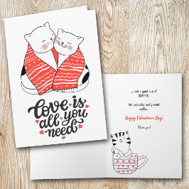 Funny Cat Liebe und Coffee Valentine Feiertagskarte